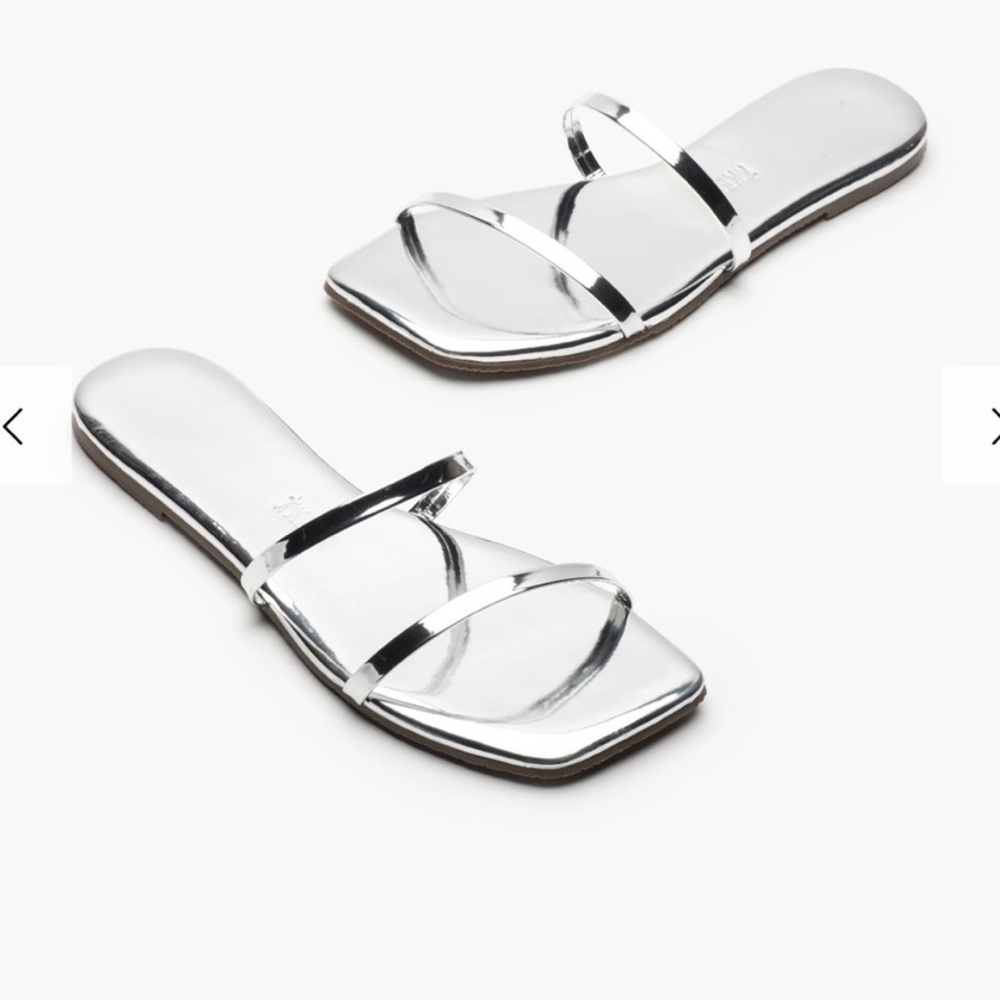 Women’s Silver Metallic Slide Sandals